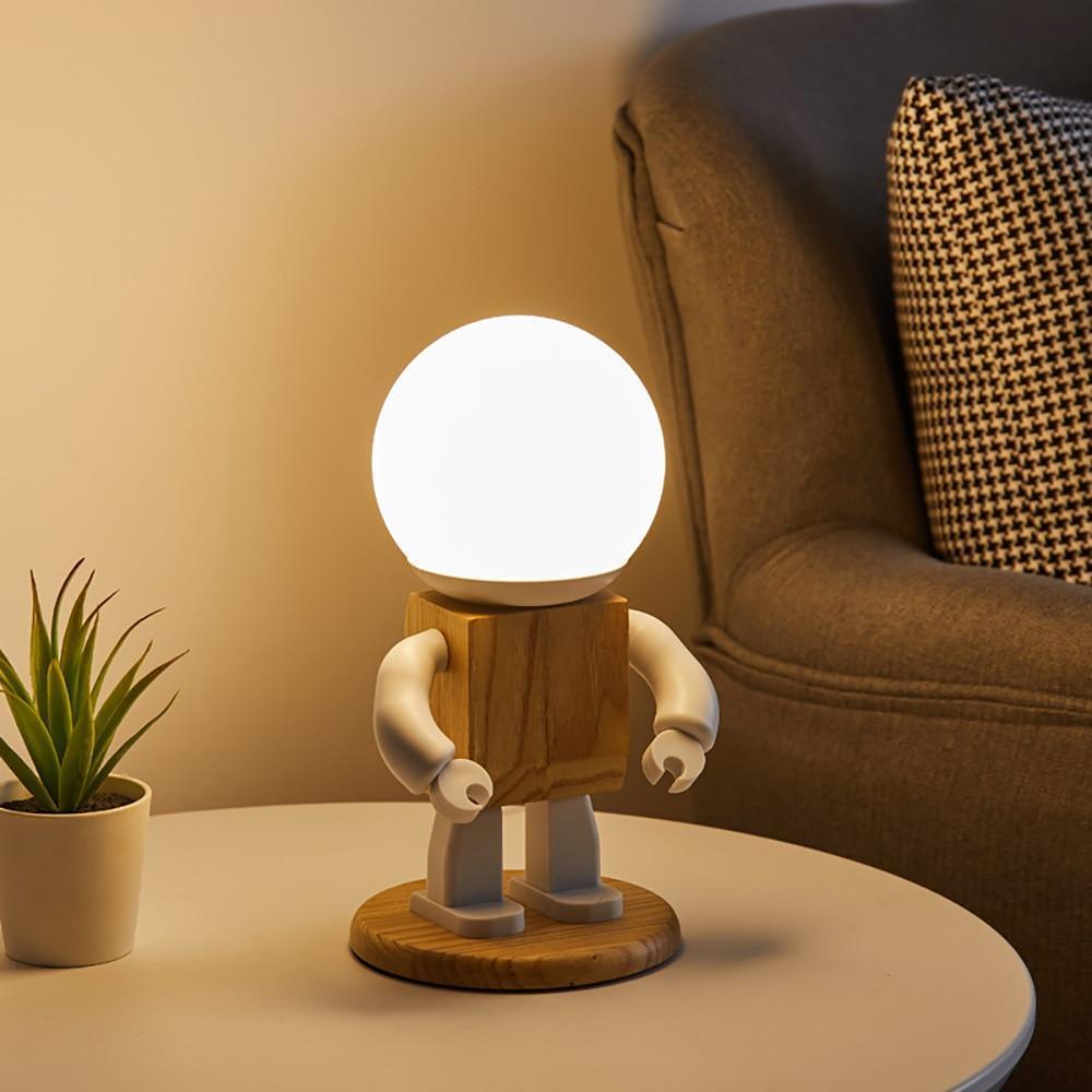 Robot Lamp - Wood and LED