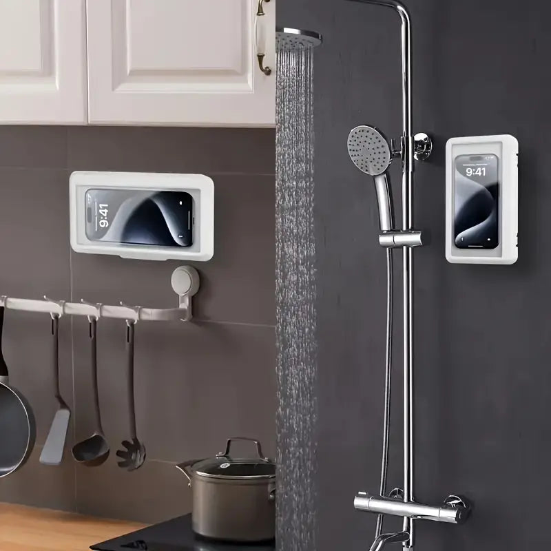 Cell phone holder for showers
