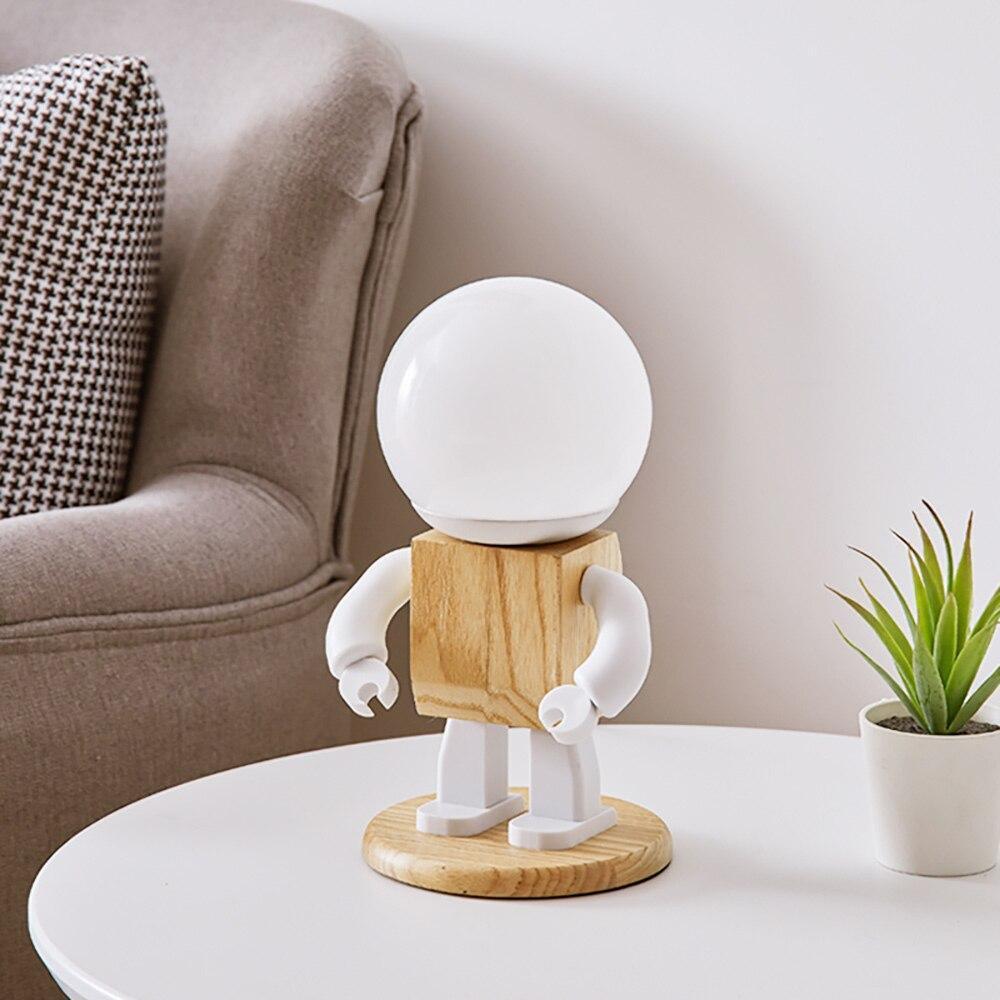 Robot Lamp - Wood and LED