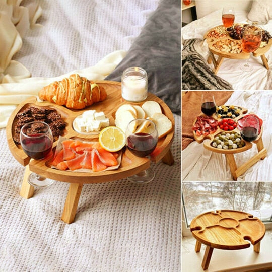 Portable Table for Cold Cuts and Wine
