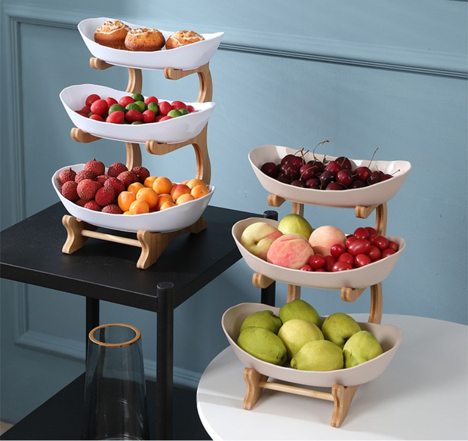 Bamboo Fruit Bowl - 3 Tiers
