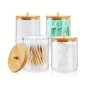 Cotton Swab and Cotton Holder in Wood and Acrylic