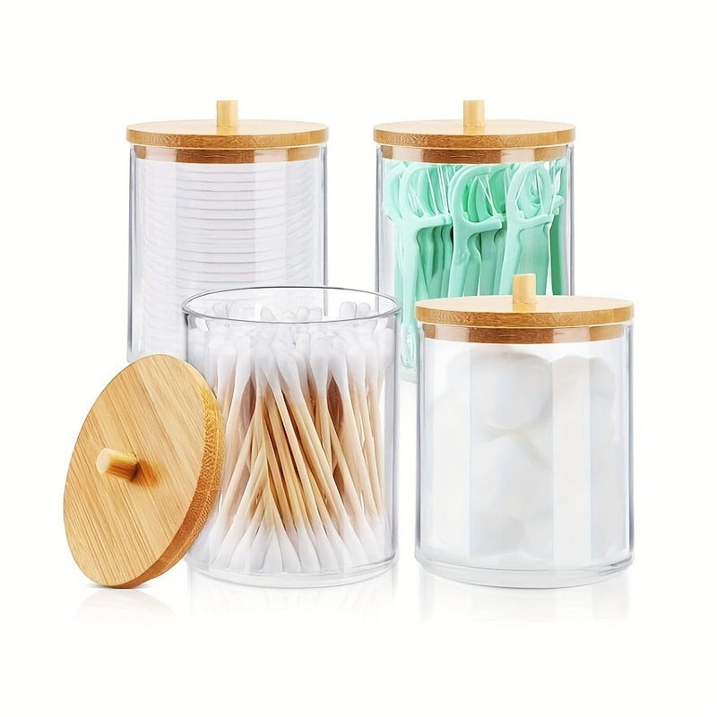 Cotton Swab and Cotton Holder in Wood and Acrylic
