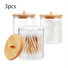 Cotton Swab and Cotton Holder in Wood and Acrylic