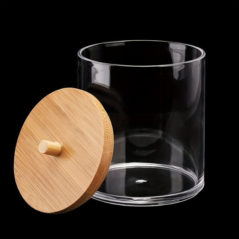 Cotton Swab and Cotton Holder in Wood and Acrylic