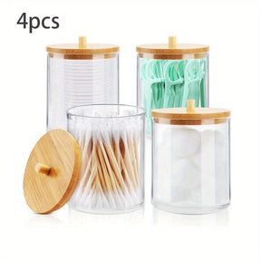 Cotton Swab and Cotton Holder in Wood and Acrylic