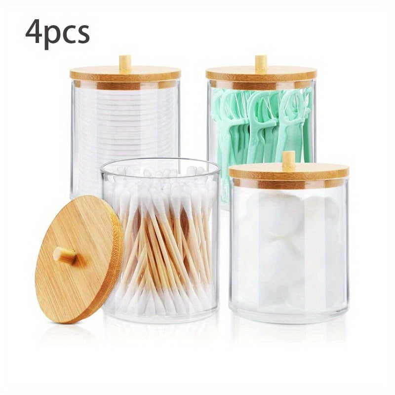 Cotton Swab and Cotton Holder in Wood and Acrylic