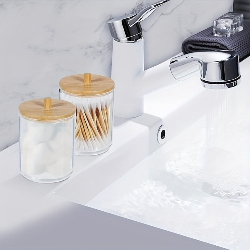 Cotton Swab and Cotton Holder in Wood and Acrylic